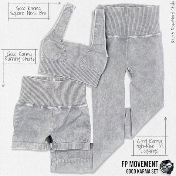 Free People Other - FP MOVEMENT GOOD KARMA SET: SQUARE NECK BRA + RUNNING SHORTS + LEGGINGS IN GREY